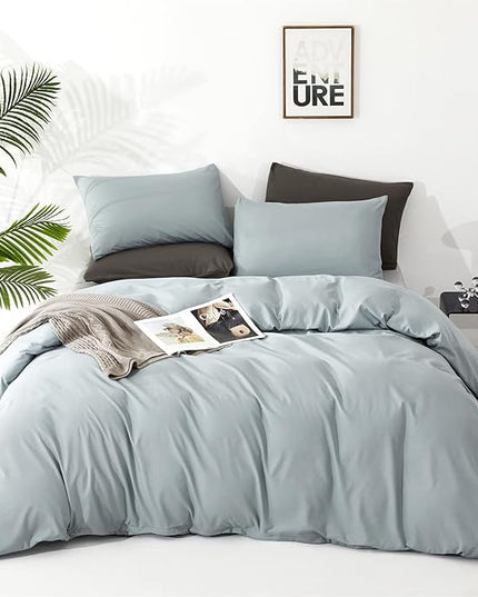 Luxlovery Light Blue Comforter Set Twin Dusty Blue Bedding Set Haze Blue Minimalist Bedding Set Soft Breathable Blanket Quilts Modern Modern Comforter Set
