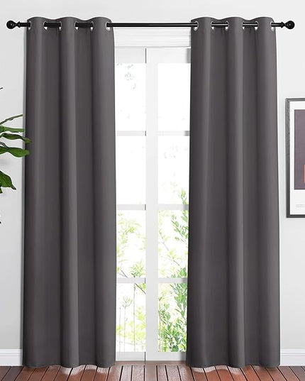 NICETOWN Blackout Window Curtains 84 inch Long - Grommet Top Room Darkening Thermal Insulated Solid Vertical Drapes for Bedroom/Kid Room (2 Panels, 37 x 84 Inch, Grey)