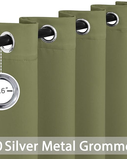 Yakamok 96 Inch Long Blackout Curtains Room Darkening Thermal Insulated with Grommet Window Curtain for Bedroom, 62Wx96L inch, Sage Green, 2 Panels