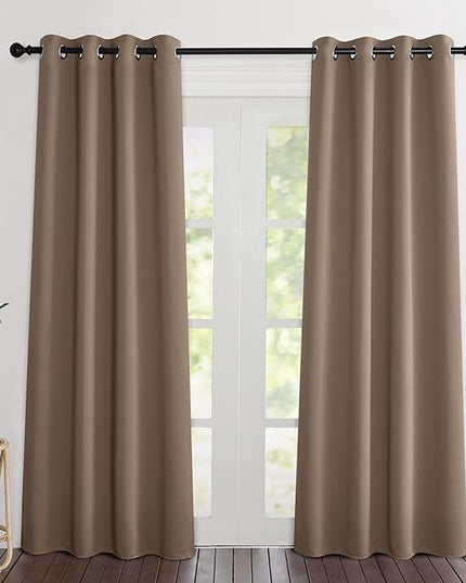 NICETOWN Blackout Cappuccino Curtains 84 inches Long, Grommet Room Darkening Thermal Insulated Sound Dampening Window Treatments for Bedroom/Home Office, 2 Panels, W46 x L84