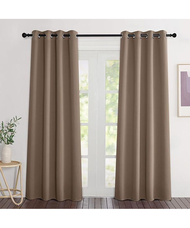 NICETOWN Blackout Cappuccino Curtains 84 inches Long, Grommet Room Darkening Thermal Insulated Sound Dampening Window Treatments for Bedroom/Home Office, 2 Panels, W46 x L84