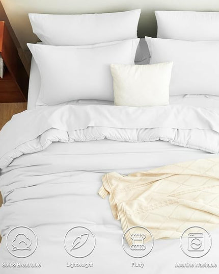 CozyLux King Comforter Set White, 7 Pieces Bed in a Bag Soft Bedding Comforter Set with Sheets, All Season Boho 7PC Bed Sets with Comforter, Fitted Sheets, Flat Sheets, Pillow Shams and Pillowcases