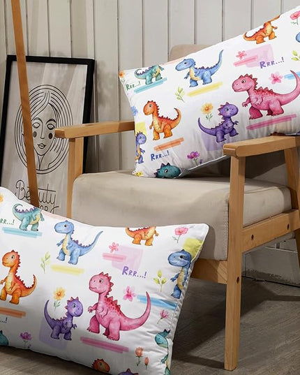 AILONEN Kids Cartoon Dinosaur Fitted Sheet Set for Boys,Girls,Colorful Dinos Bedding Set, Twin XL Size, Lovely Dinosaur Bed Sheet Set,3-Piece 1 Sheet Set + 2 Pillowcases