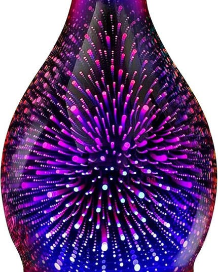 Essential Oil Diffuser 120ML -3D Firework Glass Aromatherapy Diffusers for Essential Oils with 4 Timer Setting Waterless Auto Shut-Off Silent Operation 7 Colors Lights Changing for Room, Office, Yoga