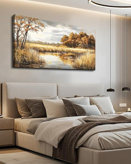 ERQINHUA Large Canvas Printing Picture Wall Decor Painting Wall Art For Living Room Dining Room Decoration Lake Surface Landscape Painting Farmhouse Bedroom Office Mural Artwork Home Decor 24x48 In
