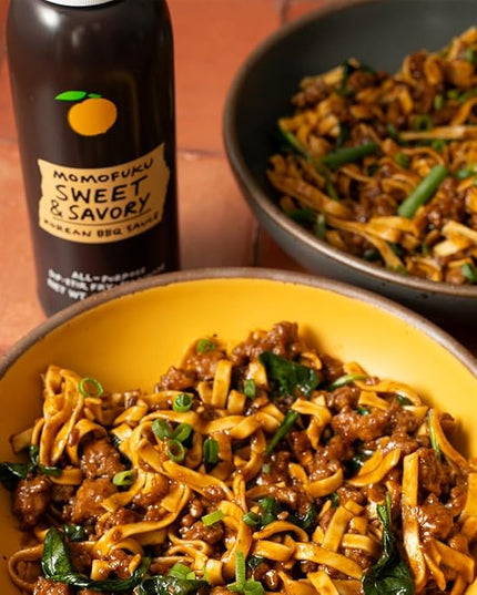 Momofuku Sweet & Savory Korean BBQ Sauce with Soy Sauce, Fresh Ginger, & Pear for Stir Fry, Barbecue, and Marinade; Galbi Style with Smoky, Savory-Sweet Flavor