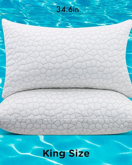 SUPA MODERN Cooling Bed Pillows for Sleeping 1 Pack Shredded Memory Foam Pillows Adjustable Cool Pillow for Side Back Stomach Sleepers Luxury Gel Pillows King Size with Washable Removable Cover