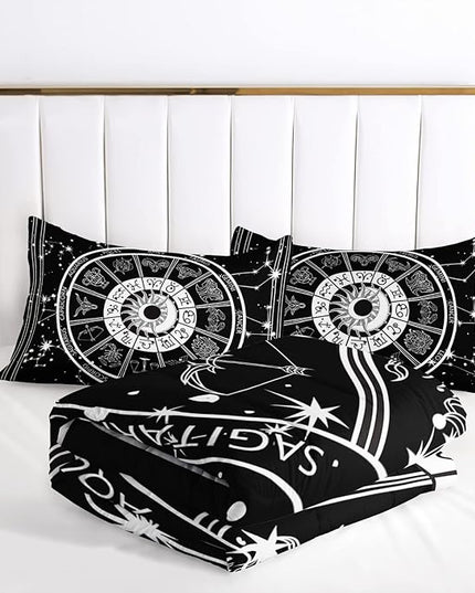 AILONEN Constellation Comforter Set Twin Size, Sun and Moon Zodiac Circle Bedding Set,Soft Breathable Twelve Constellations Duvet Set for Boys Girls Bedroom Decor 3Pcs(1 Comforter + 2 Pillowcases)
