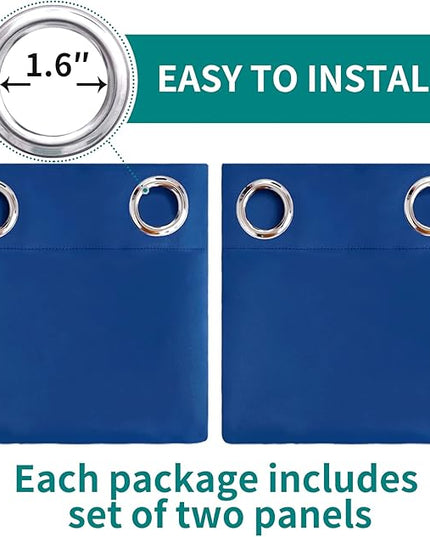 BGment Blackout Curtains for Bedroom - Grommet Thermal Insulated Room Darkening Curtains for Living Room, 55 x 96 Inch, 2 Panels, Royal Blue
