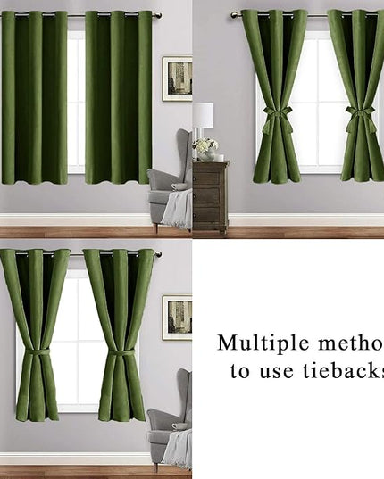 JIUZHEN Olive Green Blackout Curtains for Bedroom - Light Blocking and Noise Reducing Grommet Curtains for Living Room Darkening Curtains, Set of 2 Window Curtain Panels, 38 x 54 Inch Length