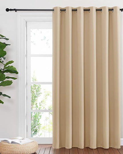 NICETOWN Sliding Door Blinds Window Treatment, Blackout Patio Door Curtain Panels, Privacy Thermal Drapes for Department (Biscotti Beige, W80 x L84)