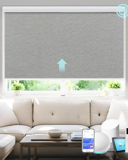Motorized Blinds with Remote Smart Blackout Shades Electric Curtains Automatic Roller Blinds Shades for Indoor Windows Cordless with Alexa Google Home(Blackout Thunder Grey,W24.5X H62)