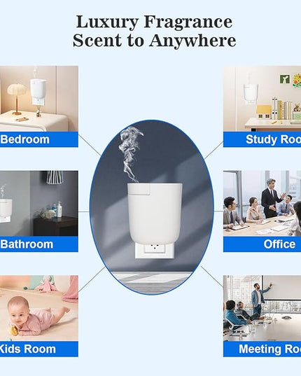 Plug-in Diffuser, Waterless Scent Air Machine, Bluetooth/Manual Dual-Control, 500 Sq. Ft Coverage Luxury Fragrance Diffuser, Essential Oil Aroma Diffuser for Home, Office, Small Room, Spa