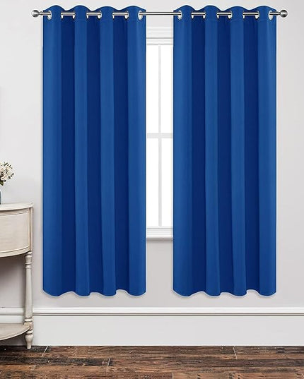 Joydeco Blackout Curtains 72 inches Long 2 Panels Set, Thermal Insulated Long Curtains & Drapes 2 Burg, Room Darkening Grommet Drapes for Bedroom Living Room Windows (W42 x L72 Inch, Royal Blue)