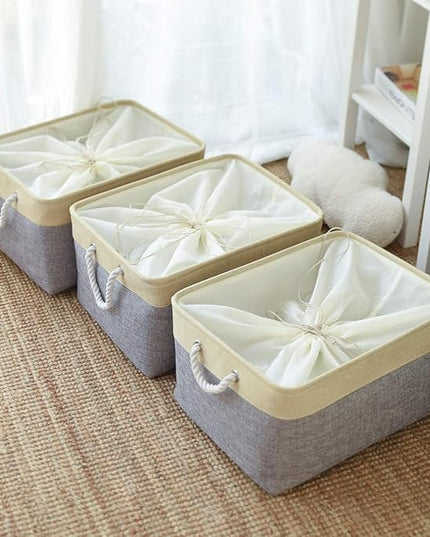 TheWarmHome Storage Baskets for Organizing, Extra Large-3Pack, 17.7L×13.8W×9.8H inch Large Sturdy Storage Bins, Decorative Storage Baskets for Shelves Closet Nursery (Gold&Grey)