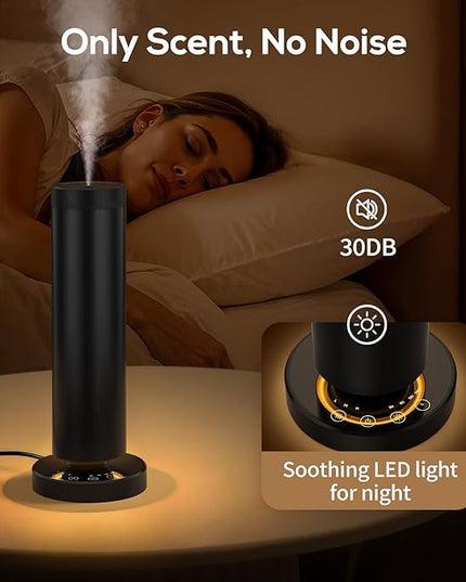 Waterless Diffuser with 90ML Essential Oils, Covers 1000 Sq Ft, Diffusers for Home Hotel, Adjustable Mist & Timer, Scent Diffuser Starter Kit with Night Light, Corded Electric,Black