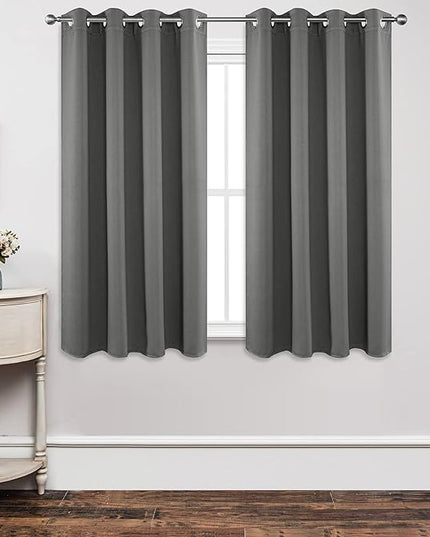 Joydeco Blackout Curtains 63 Inch Length 2 Panels Set, Thermal Insulated Long Drapes 2 Burg, Room Darkening Grommet Drapes for Living Room Bedroom Window