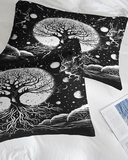 Comforter Set King Size, Tree of Life Dark Magic 7 Pcs Bedding for Kids and Adults, Sun Moon Bed Sheet Sets with Fitted Sheet 2 Pillowcases & 2 Shams for Bedroom Bed Decor