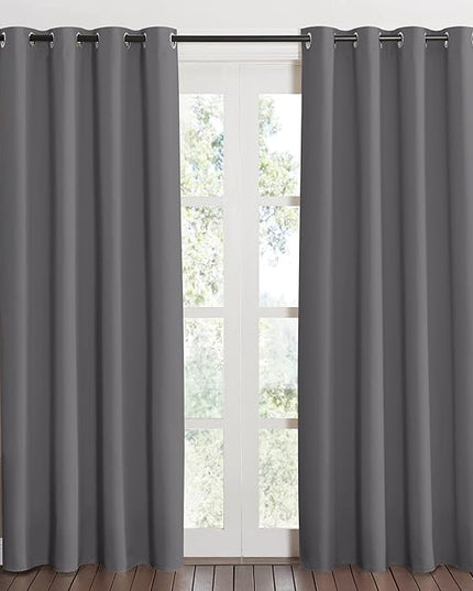 NICETOWN Grey Blackout Curtain 84 inches Long for Bedroom - Thermal Insulated Window Treatment with Grommet Room Darkening Thermal Insulated Panel for Living Room, W52 x L84, 1 Panel