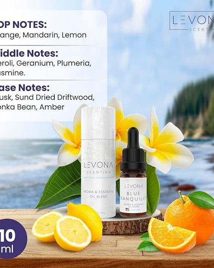 Levona Scent Essential Oils - Scents for Home, Hotel & Office Use - Perfect for Home Diffuser & Humidifiers - Aroma Fragrance Oil, Ideal for Massage, Relaxation, and Spa - Blue Tranquility, 10ml