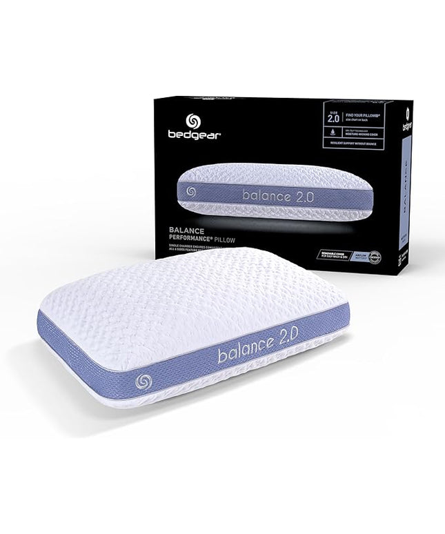 Bedgear Balance Performance Pillow – 2.0 - Moisture Wicking Bed Pillow for All Sleep Positions - Medium Firmness Bed Pillow - Washable Removable Cover – 20" W x 26" L x 5.75" H