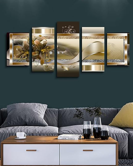 LUDUHU Orchid Flowers Canvas Print - Abstract Floral Wall Art - Yellow Poster for Bedroom (80x40inch Oversize)