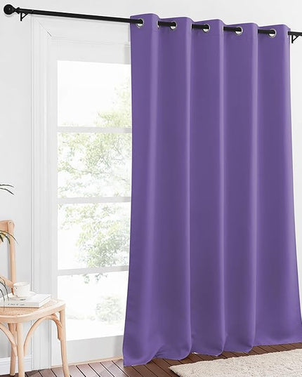 NICETOWN Patio Blackout Curtain Panels - Extra Wide Sliding Door Thermal Insulated Drape, Privacy Room Divider Curtain for Bedroom Office (Lilac Purple, 66 x 118 Inch Long)