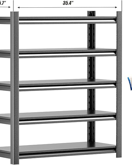 Heavy Duty Garage Shelving Unit, 72" H 2000 LBS Metal Storage Shelves, 5 Tier Adjustable Shelving Units for Organization, Heavy Duty Garage Storage Rack (72''H x 36''W x 16''D)