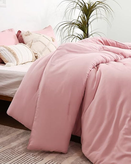 ROSGONIA Twin/Twin XL Comforter Set for College Girls Boys Pink, 1 Comforter & 1 Pillowcase, Lightweight Kids Comforter Set All Season Dorm Bedding