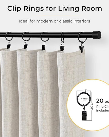 INOVADAY 100% Blackout Curtains for Bedroom, Black Out Curtains 105 Inch Long, Clip Rings Linen Blackout Drapes, Thermal Insulated Room Darkening for Living Room, 2 Panels - Beige,W50xL105