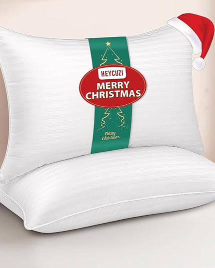 Queen Size Bed Pillows - Premium Down Alternative Cooling Pillows Set of 2 for Side, Back, and Stomach Sleepers Fluffy Hotel Quality Soft Microfiber Fill Breathable Skin-Friendly