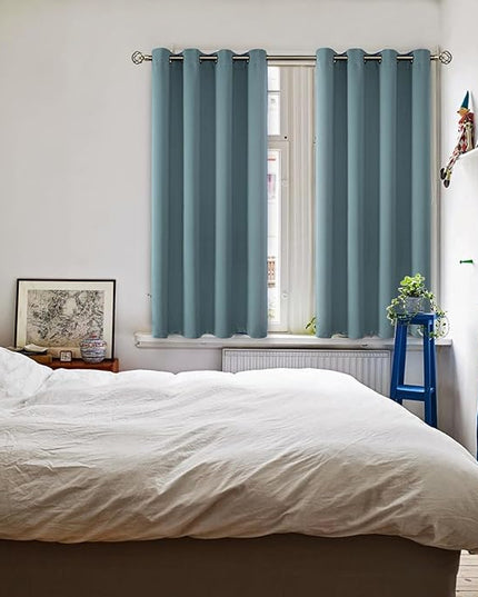 BGment Room Darkening Curtains 54 Inches Long - Grommet Thermal Insulated Drapes Window Treatment Curtains for Bedroom, 2 Panels, 52 x 54 Inch, Stone Blue