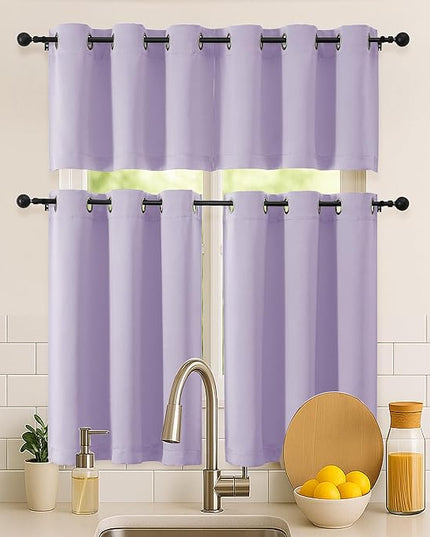 Simplebrand Lilac Short Cafe Curtains 36 Inch Length 2 Panels Set, Half Window Grommet Privacy Drape Tiers for Kitchen, Thermal Insulated Room Darkening Curtains for Bathroom Shades, W40 x L36