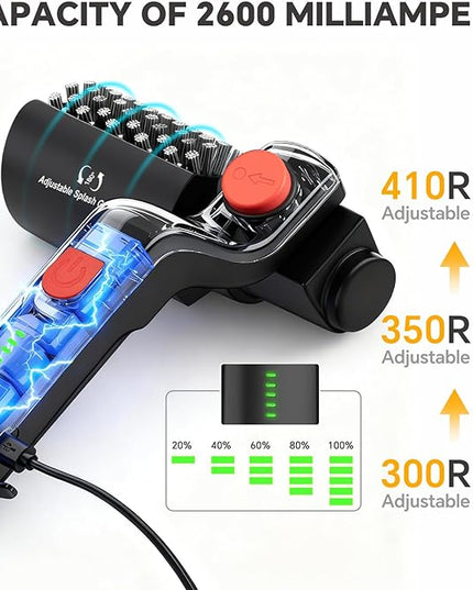 Electric Rotary Grill Brush with 1 Replacement Head,Cordless Rechargeable Grill Cleaning Brush with Adjustable Angle,No Bristle Shedding,Gifts for Men/Dad