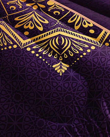 AILONEN Moon Star Comforter Set Queen Size, Gold Crescent Boho Bedding Set,Purple Print Soft and Lightweight Quilt Set All Season 3 Pieces,1 Comforter and 2 Pillowcases
