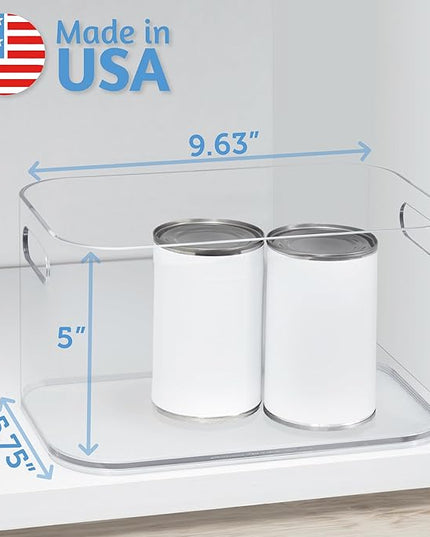 STORi Bliss 10" x 6" Open Clear Pantry Organizer Bin, Plastic Containers with Handle for Kitchen, Fridge, Cabinet, Closet, Bathrom, Undersink Storage Made in USA
