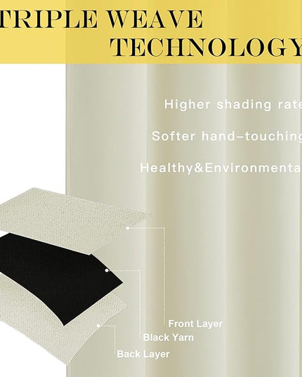 NICETOWN Blackout Curtain 95 inches Long for Living Room - Grommet Top Thermal Insulated Window Treatment Energy Saving Sound Reducing Drape for Bedroom (Beige, 1 Panel, W52 x L95)