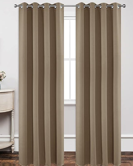 Joydeco Blackout Curtains 108 Inch Length 2 Panels Set, Thermal Insulated Long Curtains& Drapes 2 Burg, Room Darkening Grommet Drapes for Living Room Bedroom Window (W52 x L108 Inch, Khaki)