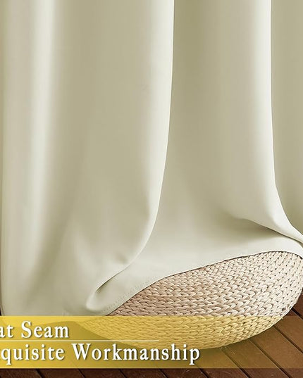 NICETOWN Room Darkening Beige Curtain 80 inch Length, Grommet Thermal Insulated Doorway Drape Blackout Curtain Sound Reducing for Bedroom/Living Room, 1 Panel, W46 X L80