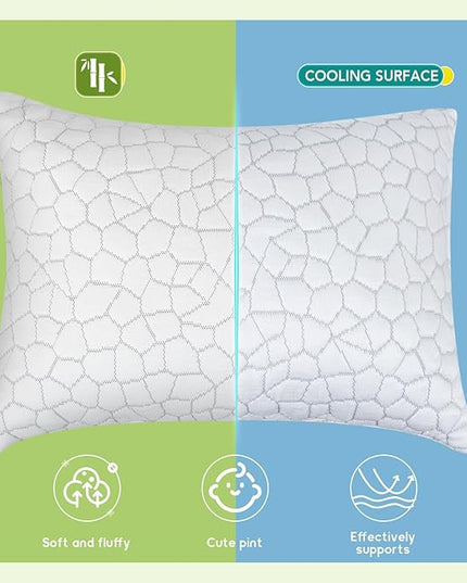 SUPA MODERN Cooling Bed Pillows for Sleeping 1 Pack Shredded Memory Foam Pillows Adjustable Cool Pillow for Side Back Stomach Sleepers Luxury Gel Pillows Toddler Pillow with Washable Removable Cover