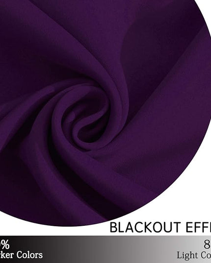Yakamok Light Blocking Window Blackout Curtains Thermal Insulated Room Darkening Drapes for Bedroom,Solid Grommet Top Window Panels, 52x45 Inch, Purple, One Pair