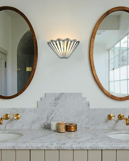 Tiffany Style Wall Sconce 12.2-Inch Stained Glass Wall Light Fixture, Mission Tiffany Sconces Wall Lighting 1-Light Stained Glass Wall Sconce Decor for Bedroom Hallway Stairway Bathroom Home