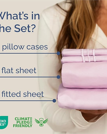 King Size 4 Piece Sheet Set - Comfy Breathable & Cooling Bed Sheets Set - Hotel Luxury Bedding for Women, Men, Kids, Teens, Boys & Girls - Deep Pockets, Soft and Wrinkle Free - Oeko-Tex - Light Pink