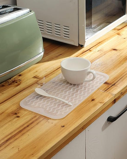 Silicone Dish Drying Mat for Multiple Usage,Easy clean,Eco-friendly,Heat-resistant Silicone Mat for Kitchen Counter or Sink,Refrigerator or Drawer Liner Translucent S 12 inches x 6 inches