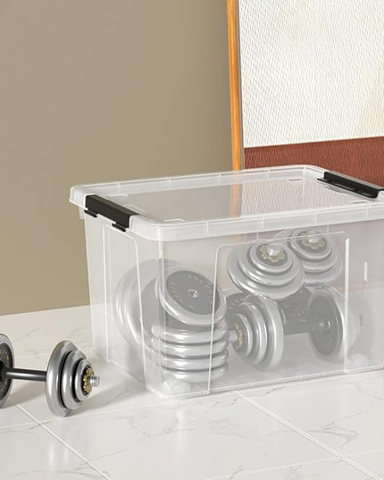 Zopnny 40 Quart Clear Latching Box with Wheels, Plastic Storage Containers with Lids, 4 Pack