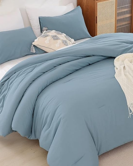 ROSGONIA California King Comforter Set Dusty Blue, 3pcs (1 Boho Cal King Comforter & 2 Pillowcases), All Season Bedding Bedspread Blanket Quilt