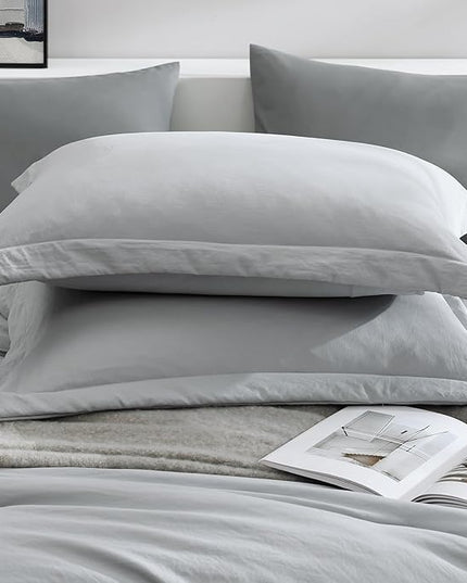 WRENSONGE Twin Comforter Set- 5 Pieces Light Grey Bed in a Bag, All Season Twin XL Bedding Sets with 1 Fitted Sheet, 1 Flat Sheet, 1 Pillow Sham and 1 Pillowcase