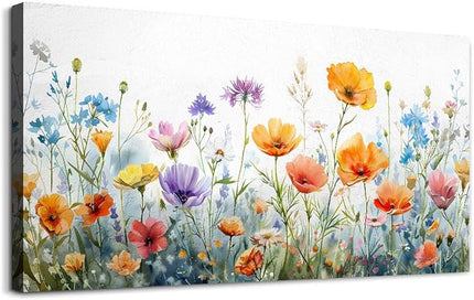 Wapluam Large Wall Decor For Living Room Wall Art For Bedroom Office Decoration Vintage Wildflower Canvas Prints Painting Flowers Pictures Artworks Ready To Hang Modern Aesthetic Room Home Decor