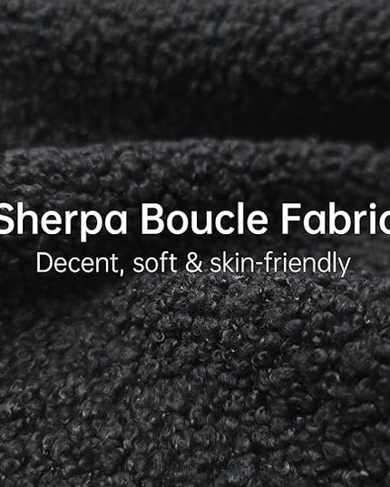 Morden Fort Modern Cloud Couch - 3 Seater Sherpa Boucle Sofa with Wood Legs, Ultra-Thick High Resilience Cushion with 3 Matching Pillows Upholstered Comfy Couch Sofa for Living Room - Black