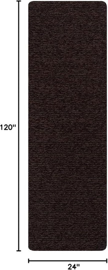Beverly Rug Non-Slip Modern Runner Rug 2x10 Solid Traditional Rubber Backing Machine Washable Soft Thin Indoor Area Rugs for Living Room Stain Resistant Non Shedding Casual Carpet (2 x 10 Brown)